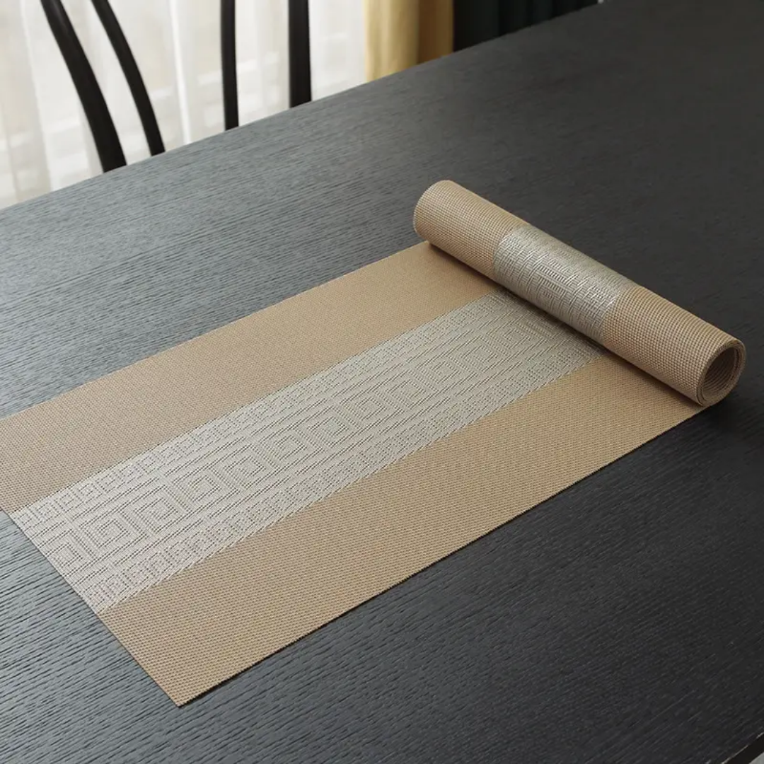 7 pcs New Deep Brown Table Runner With Mats