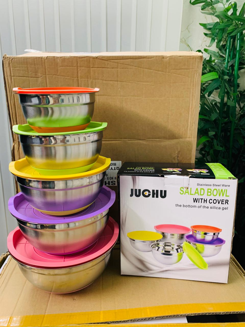 Silicone Botom 5Pcs Stainless Steel Mixing bowl Set